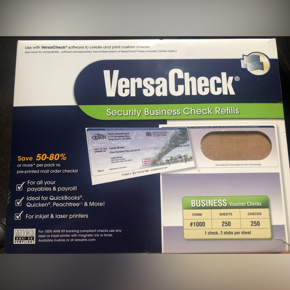 VersaCheck security business check refills